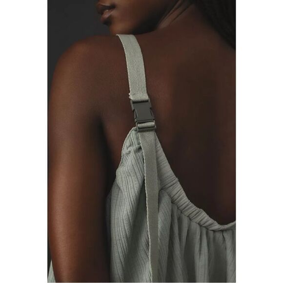 NEW By Anthropologie Sheer Mint Ribbed Buckle Bubble Tank Top Small or Medium - Picture 3 of 5